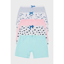Lela Desenli Streç Pamuklu 5'li Paket Boxer Kız Çocuk Boxer 6651008YILDIZ