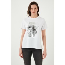 Fashion Friends Pamuklu Bisiklet Yaka T Shirt Kadın T Shirt 24Y0714K1