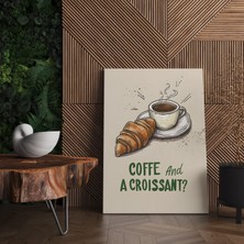 Pegziz Kruvasan ve Kahve Modern Kanvas Tablo - Cafe Dekor - Salon ve Mutfak Için Duvar Dekoru