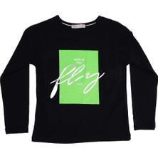 Bebelop Baskılı Bisiklet Yaka Uzun Kollu T-Shirt