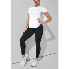 Ghassy Co. Kadın Dry Fit Running Yoga Hızlı Kuruma Nem Emici Yanları Fileli Hava Alabilen Spor T-Shirt