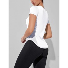 Ghassy Co. Kadın Dry Fit Running Yoga Hızlı Kuruma Nem Emici Yanları Fileli Hava Alabilen Spor T-Shirt