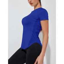 Ghassy Co. Kadın Dry Fit Running Yoga Hızlı Kuruma Nem Emici Yanları Fileli Hava Alabilen Spor T-Shirt
