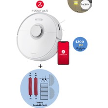 Roborock 4200 Pa Emiş Gücü , 300 M² Temizlenebilir Alanlı Robot Süpürge + Yedek Temizlik Seti +Lambader Hediye