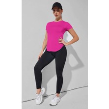 Ghassy Co. Kadın Dry Fit Running Yoga Hızlı Kuruma Nem Emici Yanları Fileli Hava Alabilen Spor T-Shirt