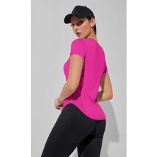 Ghassy Co. Kadın Dry Fit Running Yoga Hızlı Kuruma Nem Emici Yanları Fileli Hava Alabilen Spor T-Shirt