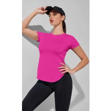 Ghassy Co. Kadın Dry Fit Running Yoga Hızlı Kuruma Nem Emici Yanları Fileli Hava Alabilen Spor T-Shirt