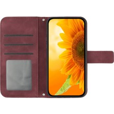 BDT Market Xiaomi Poco M3 ile Uyumlu Çıkarılabilir Askılı ve Manyetik Kart Tutuculu Kabartmalı Ayçiçeği Cüzdan Telefon Kılıfı (Yurt Dışından)
