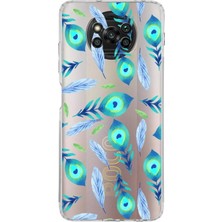Printify Xiaomi Poco X3 Pro ile Uyumlu 1mm Slim Fit Nazar Boncuğu 3 Baskılı Şeffaf Silikon Kılıf
