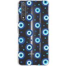 Printify Huawei Honor 20 ile Uyumlu 1mm Slim Fit Nazar Boncuğu 1 Baskılı Şeffaf Silikon Kılıf