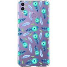 Printify Huawei Honor 8c ile Uyumlu 1mm Slim Fit Nazar Boncuğu 3 Baskılı Şeffaf Silikon Kılıf
