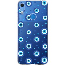 Printify Huawei Y6 2019 ile Uyumlu 1mm Slim Fit Nazar Boncuğu 1 Baskılı Şeffaf Silikon Kılıf