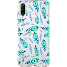 Printify Huawei P30 Lite ile Uyumlu 1mm Slim Fit Nazar Boncuğu 3 Baskılı Şeffaf Silikon Kılıf