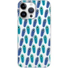 Printify Apple  iPhone 14 Pro ile Uyumlu 1mm Slim Fit Nazar Boncuğu 4 Baskılı Şeffaf Silikon Kılıf