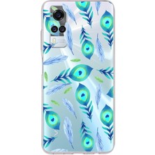 Printify Vivo Y51 2020 ile Uyumlu 1mm Slim Fit Nazar Boncuğu 3 Baskılı Şeffaf Silikon Kılıf