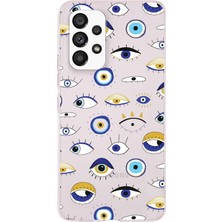 Printify Samsung Galaxy A23 ile Uyumlu 1mm Slim Fit Nazar Boncuğu 2 Baskılı Şeffaf Silikon Kılıf
