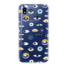 Printify Samsung Galaxy A2 Core ile Uyumlu 1mm Slim Fit Nazar Boncuğu 2 Baskılı Şeffaf Silikon Kılıf