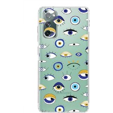 Printify Samsung Galaxy S20 Fe ile Uyumlu 1mm Slim Fit Nazar Boncuğu 2 Baskılı Şeffaf Silikon Kılıf