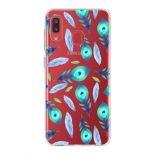 Printify Samsung Galaxy A20 ile Uyumlu 1mm Slim Fit Nazar Boncuğu 3 Baskılı Şeffaf Silikon Kılıf