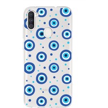 Printify Samsung Galaxy A11 ile Uyumlu 1mm Slim Fit Nazar Boncuğu 1 Baskılı Şeffaf Silikon Kılıf