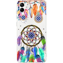 Printify Samsung Galaxy A04 ile Uyumlu 1mm Slim Fit Nazar Boncuğu 5 Baskılı Şeffaf Silikon Kılıf