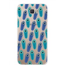 Printify Samsung Galaxy J5 Prime ile Uyumlu 1mm Slim Fit Nazar Boncuğu 4 Baskılı Şeffaf Silikon Kılıf