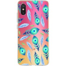 Printify Xiaomi Mi 8 Pro ile Uyumlu 1mm Slim Fit Nazar Boncuğu 3 Baskılı Şeffaf Silikon Kılıf