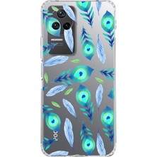 Printify Xiaomi Poco F4 ile Uyumlu 1mm Slim Fit Nazar Boncuğu 3 Baskılı Şeffaf Silikon Kılıf