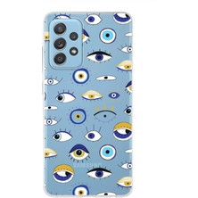 Printify Samsung Galaxy A52 5g ile Uyumlu 1mm Slim Fit Nazar Boncuğu 2 Baskılı Şeffaf Silikon Kılıf