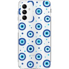 Printify Samsung Galaxy A04S ile Uyumlu 1mm Slim Fit Nazar Boncuğu 1 Baskılı Şeffaf Silikon Kılıf