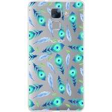 Printify Huawei Honor 7 ile Uyumlu 1mm Slim Fit Nazar Boncuğu 3 Baskılı Şeffaf Silikon Kılıf