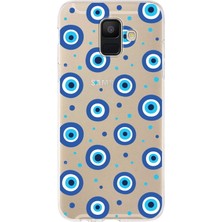 Printify Samsung Galaxy A6 Plus 2018 ile Uyumlu 1mm Slim Fit Nazar Boncuğu 1 Baskılı Şeffaf Silikon Kılıf