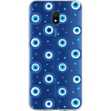 Printify Xiaomi Redmi 8A ile Uyumlu 1mm Slim Fit Nazar Boncuğu 1 Baskılı Şeffaf Silikon Kılıf