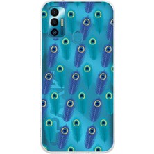 Printify Tecno Spark 7 ile Uyumlu 1mm Slim Fit Nazar Boncuğu 4 Baskılı Şeffaf Silikon Kılıf