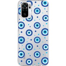 Printify Xiaomi Redmi Note 10S ile Uyumlu 1mm Slim Fit Nazar Boncuğu 1 Baskılı Şeffaf Silikon Kılıf