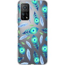 Printify Xiaomi Mi 10T ile Uyumlu 1mm Slim Fit Nazar Boncuğu 3 Baskılı Şeffaf Silikon Kılıf