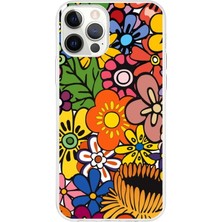 Printify Apple  iPhone 12 Pro ile Uyumlu 1mm Slim Fit Retro Colors 2 Baskılı Şeffaf Silikon Kılıf
