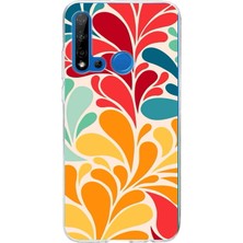 Printify Huawei P20 Lite 2019 ile Uyumlu 1mm Slim Fit Retro Colors 5 Baskılı Şeffaf Silikon Kılıf