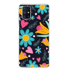 Printify Samsung Galaxy M51 ile Uyumlu 1mm Slim Fit Retro Colors 1 Baskılı Şeffaf Silikon Kılıf