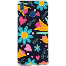 Printify Huawei Honor 8x ile Uyumlu 1mm Slim Fit Retro Colors 1 Baskılı Şeffaf Silikon Kılıf