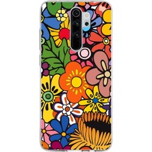 Printify Xiaomi Redmi Note 8 Pro ile Uyumlu 1mm Slim Fit Retro Colors 2 Baskılı Şeffaf Silikon Kılıf