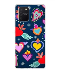 Printify Samsung Galaxy A91 ile Uyumlu 1mm Slim Fit Retro Colors 3 Baskılı Şeffaf Silikon Kılıf