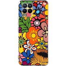 Printify Realme 8  ile Uyumlu 1mm Slim Fit Retro Colors 2 Baskılı Şeffaf Silikon Kılıf