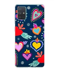 Printify Samsung Galaxy A71 ile Uyumlu 1mm Slim Fit Retro Colors 3 Baskılı Şeffaf Silikon Kılıf