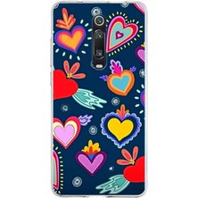 Printify Xiaomi Redmi K20 Pro ile Uyumlu 1mm Slim Fit Retro Colors 3 Baskılı Şeffaf Silikon Kılıf