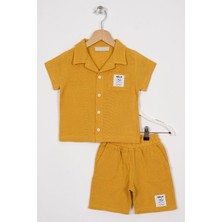 Arma Detaylı Hardal Renk Erkek Çocuk Şortlu Takım