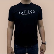 Erkek  Nakış Baskılı Yumuşak Pamuklu T-Shirt