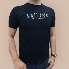Erkek  Nakış Baskılı Yumuşak Pamuklu T-Shirt