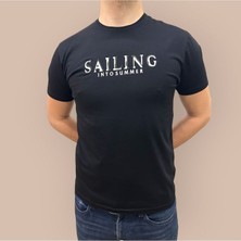 Erkek  Nakış Baskılı Yumuşak Pamuklu T-Shirt