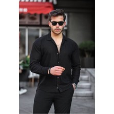 Tex Republic Erkek Siyah Fitilli Ottoman Gömlek